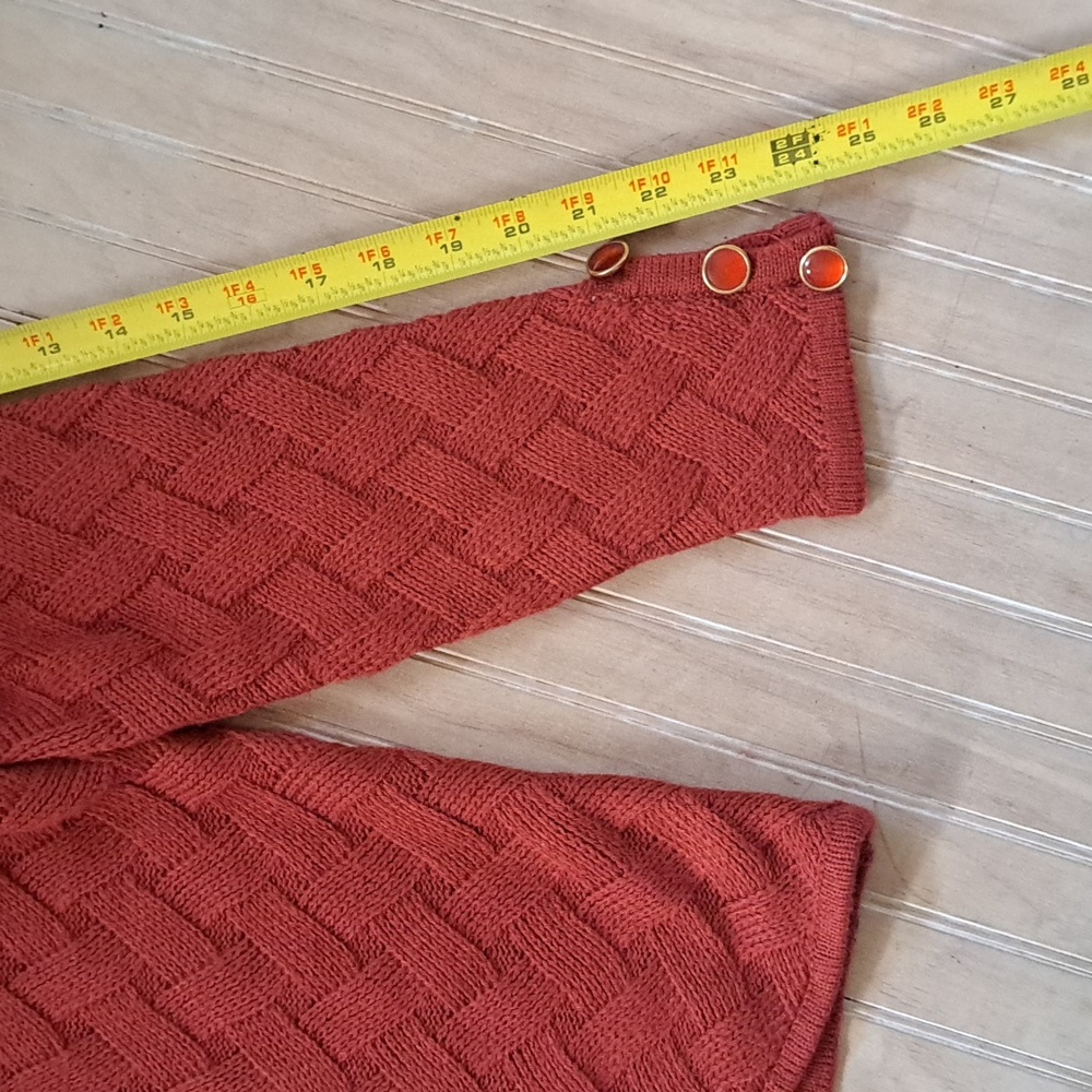 Koret Rust Red Textured Knit Woven Granny Comfy Cardigan Jacket Button Front - Picture 8 of 10